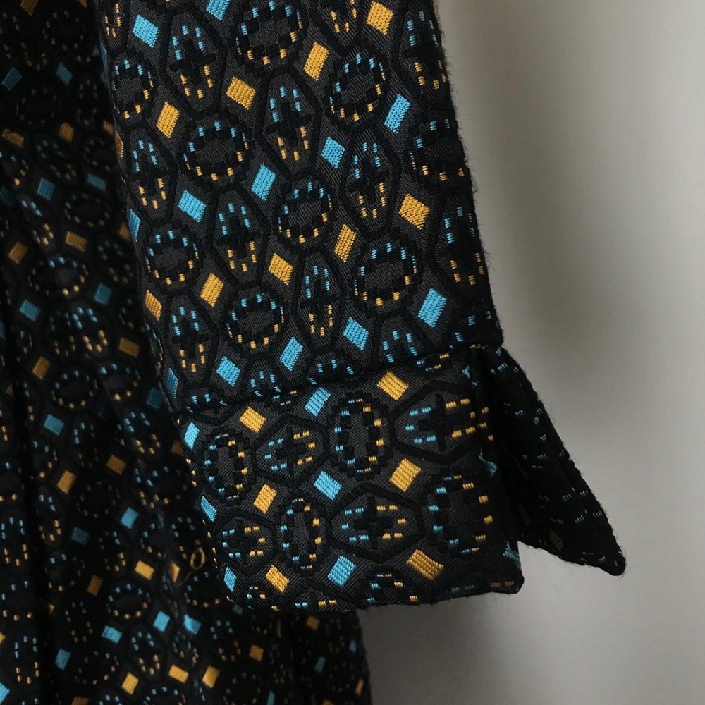 Love & Girl Blue & Gold Geometric Jacquard Dress L - Picture 6 of 14